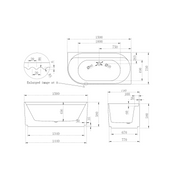 Pavilion Ribbed 1500mm Gloss White Right Corner Fit Freestanding Bath - Acqua Bathrooms