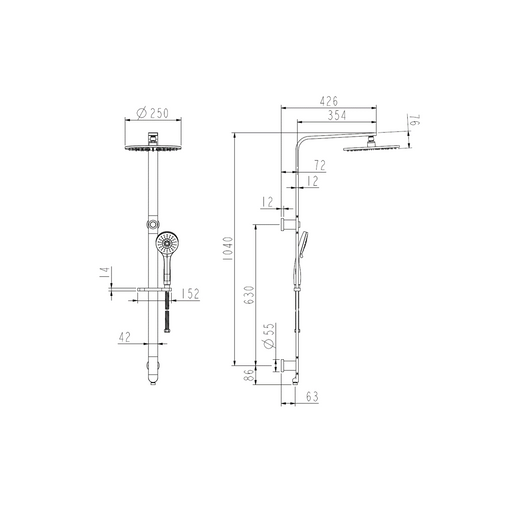 Payten Matte Black Push Multifunction Shower Rail Set - Acqua Bathrooms