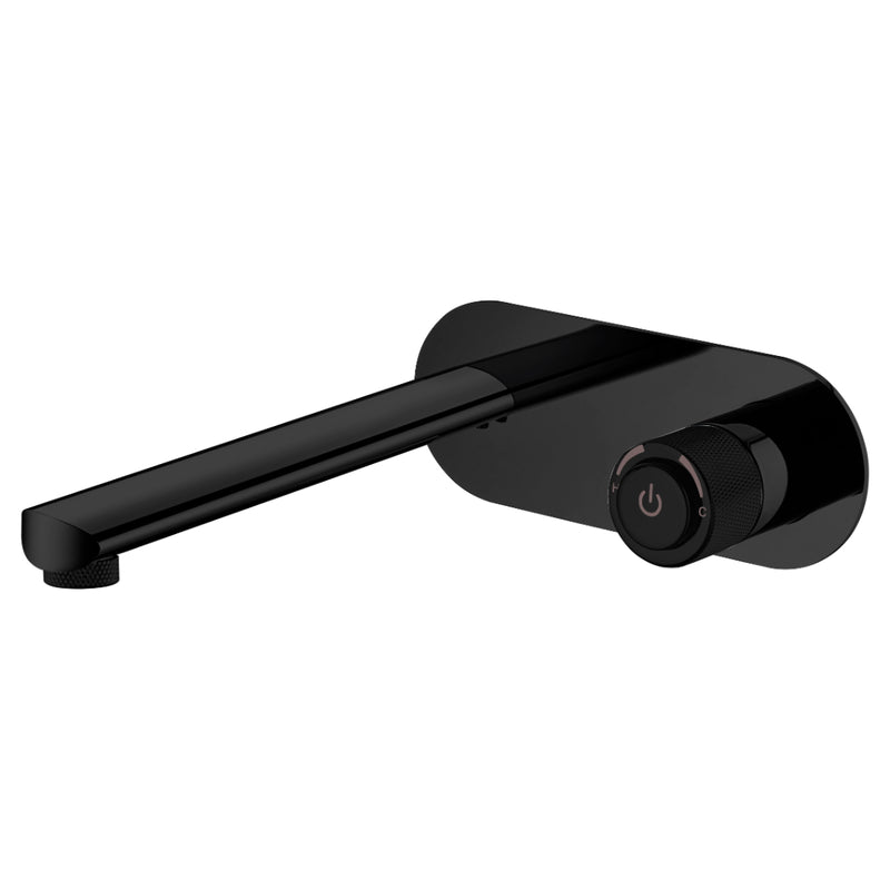 Payten Matte Black Push Wall Basin Mixer & Bath Spout - Acqua Bathrooms