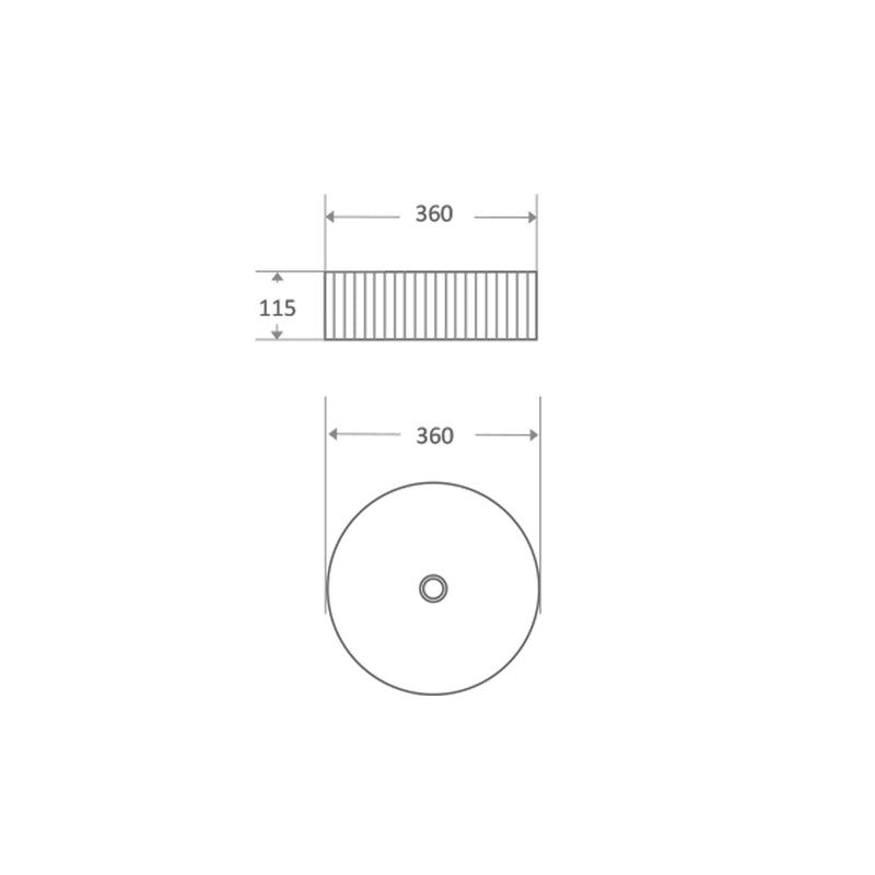 Riva 360mm Fluted Round Gloss White Above Counter Basin