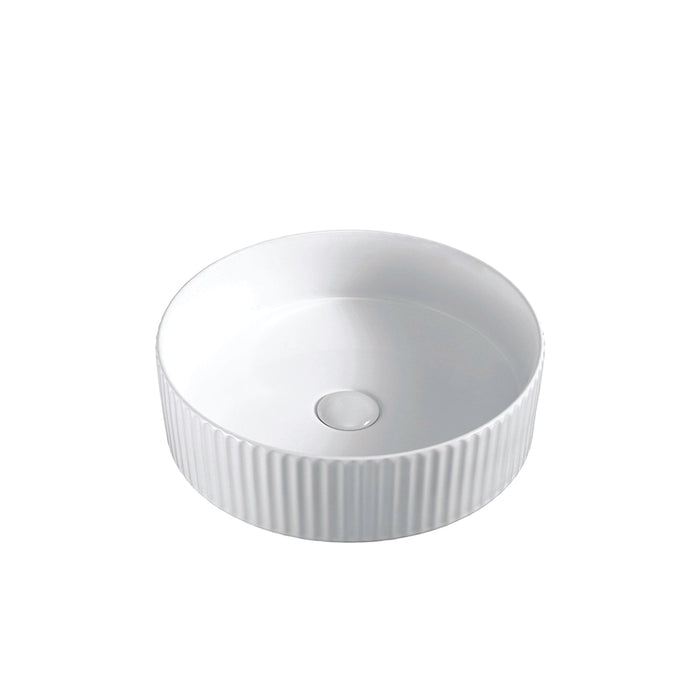 Riva 360mm Fluted Round Gloss White Above Counter Basin