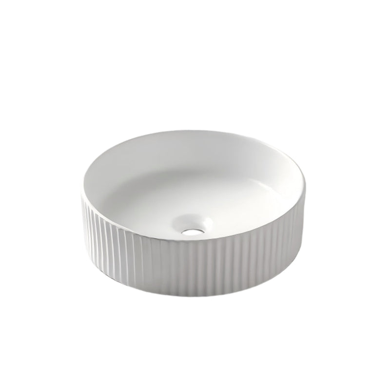 Riva 360mm Fluted Round Matte White Above Counter Basin