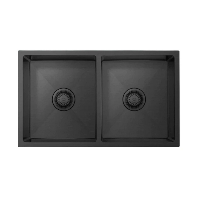 Brushed Gun Metal 760 x 450 x 220mm Nano Glazed Double Bowl Sink