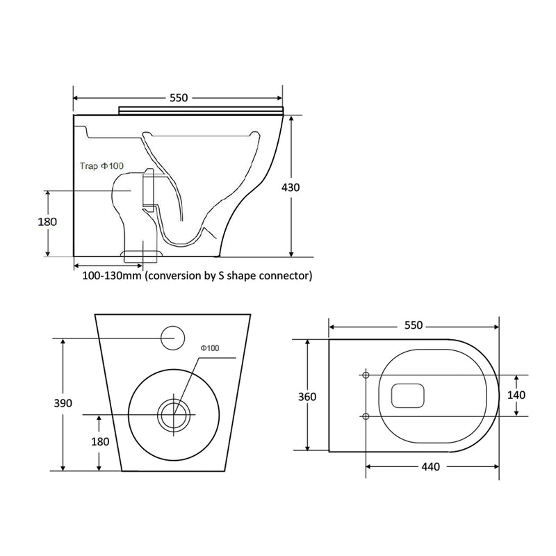Zara Tornado In Wall Toilet Suite Pan