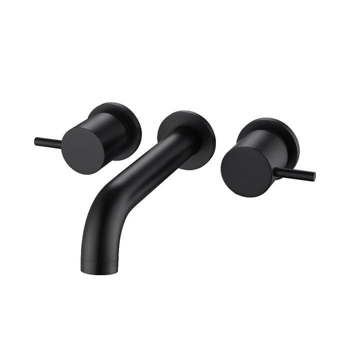 Classic Matte Black Pin Wall Basin Set 1/4 Turn