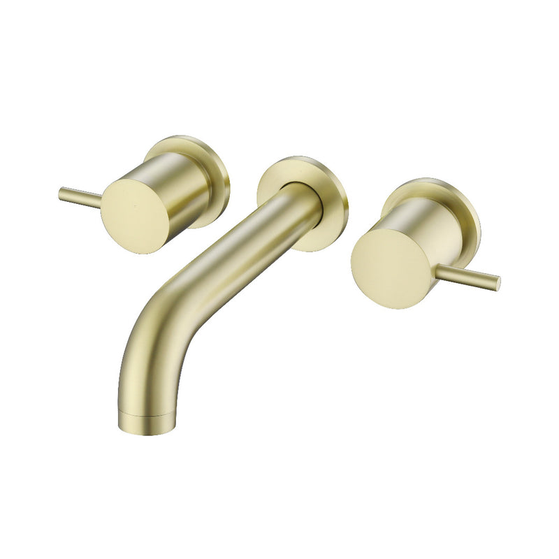 Classic Brushed Gold Pin Wall Basin Set 1/4 Turn