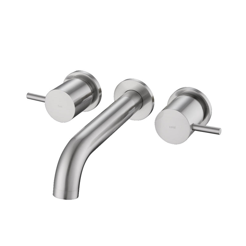 Classic Brushed Nickel Pin Wall Basin Set 1/4 Turn