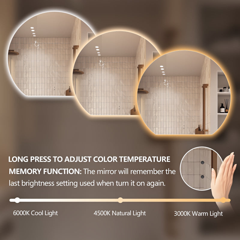 Cove Touchless 900 x 800 D Shape LED Mirror - Three Light Temperatures - Acqua Bathrooms