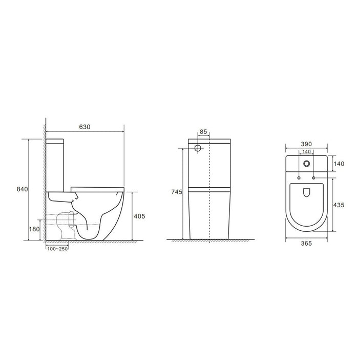 Cremona Tornado Rimless Vortex Short Projection Toilet Suite