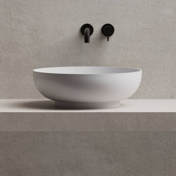 Cora 400mm Solid Surface Stone Round Above Counter Basin