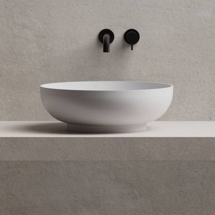 Cora 400mm Solid Surface Stone Round Above Counter Basin