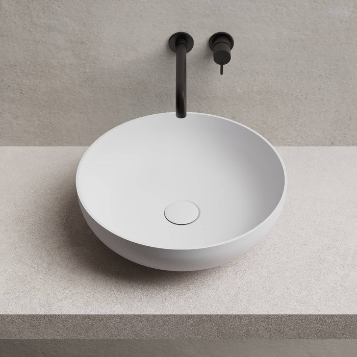 Cora 400mm Solid Surface Stone Round Above Counter Basin