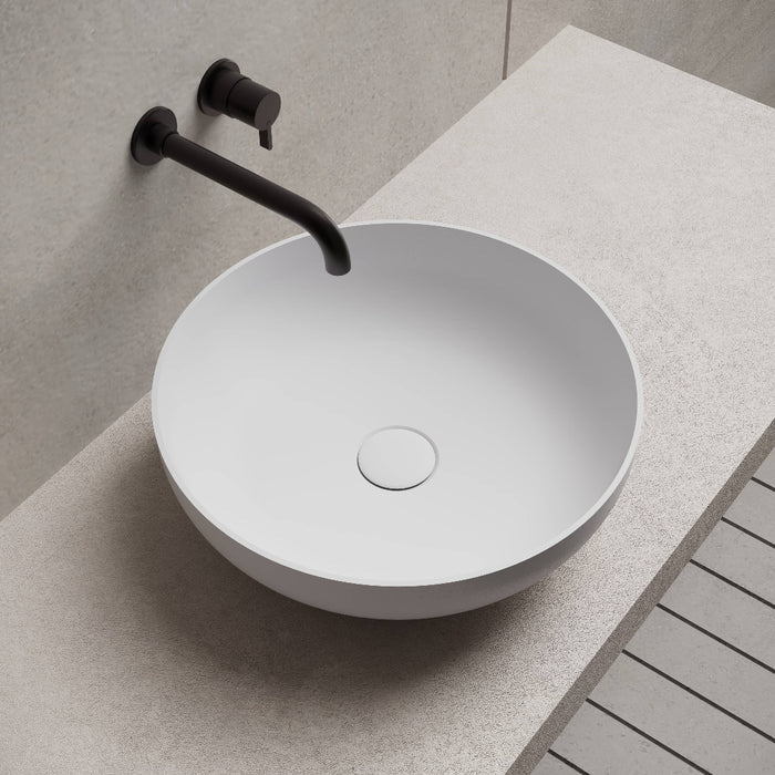 Cora 400mm Solid Surface Stone Round Above Counter Basin