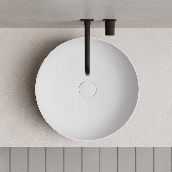 Cora 400mm Solid Surface Stone Round Above Counter Basin