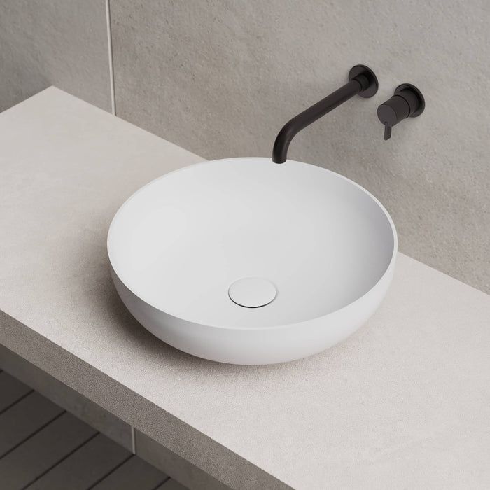 Cora 400mm Solid Surface Stone Round Above Counter Basin