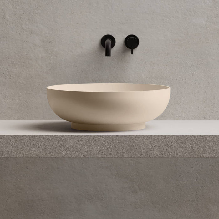 Cora 400mm Matte Beige Solid Surface Stone Round Above Counter Basin