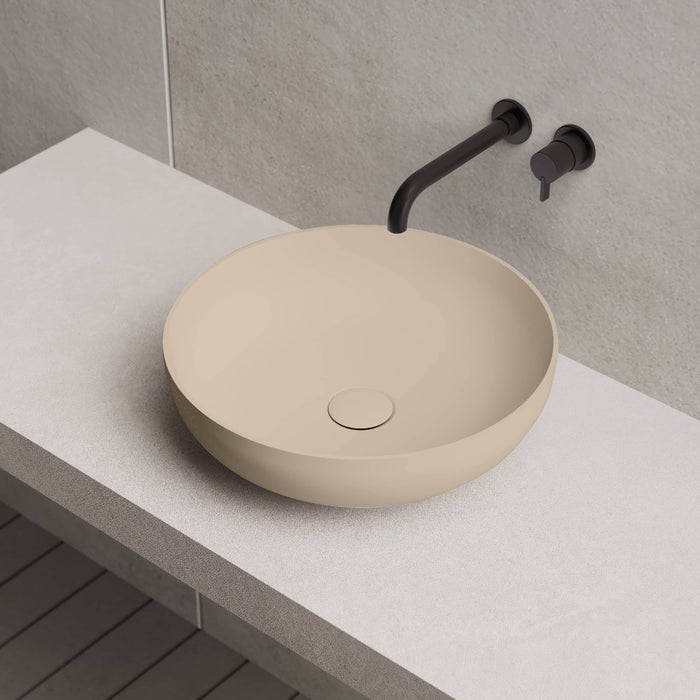Cora 400mm Matte Beige Solid Surface Stone Round Above Counter Basin