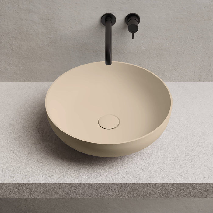 Cora 400mm Matte Beige Solid Surface Stone Round Above Counter Basin