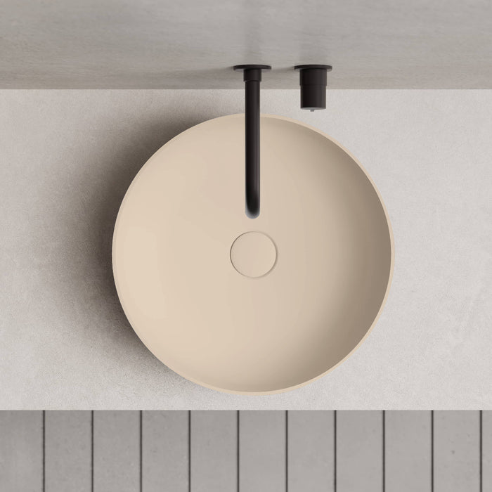 Cora 400mm Matte Beige Solid Surface Stone Round Above Counter Basin