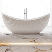 Coral Fluted 1800mm Matte White High End Designer Freestanding Bath - Acqua Bathrooms