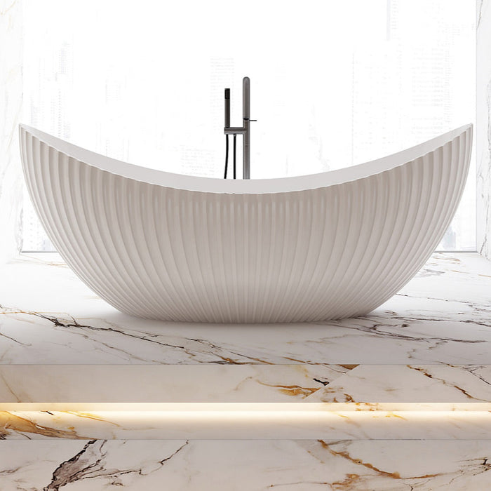 Coral Fluted 1800mm Matte White High End Designer Freestanding Bath - Acqua Bathrooms