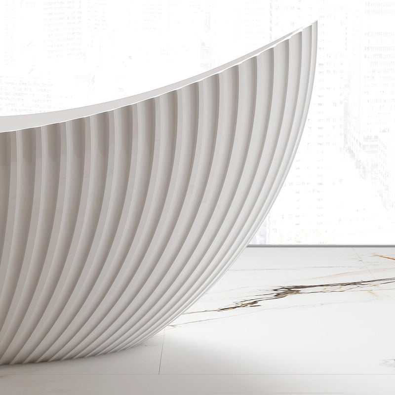 Coral Fluted 1800mm Matte White High End Designer Freestanding Bath - Acqua Bathrooms