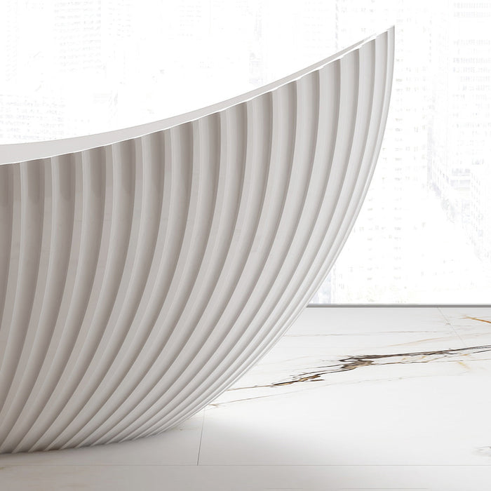 Coral Fluted 1800mm Matte White High End Designer Freestanding Bath - Acqua Bathrooms