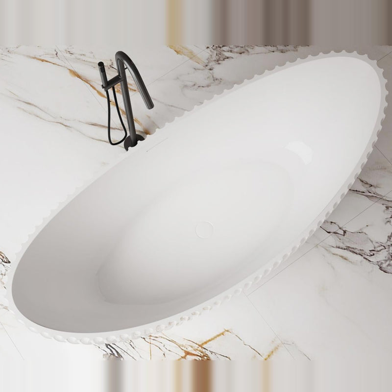 Coral Fluted 1800mm Matte White High End Designer Freestanding Bath - Acqua Bathrooms