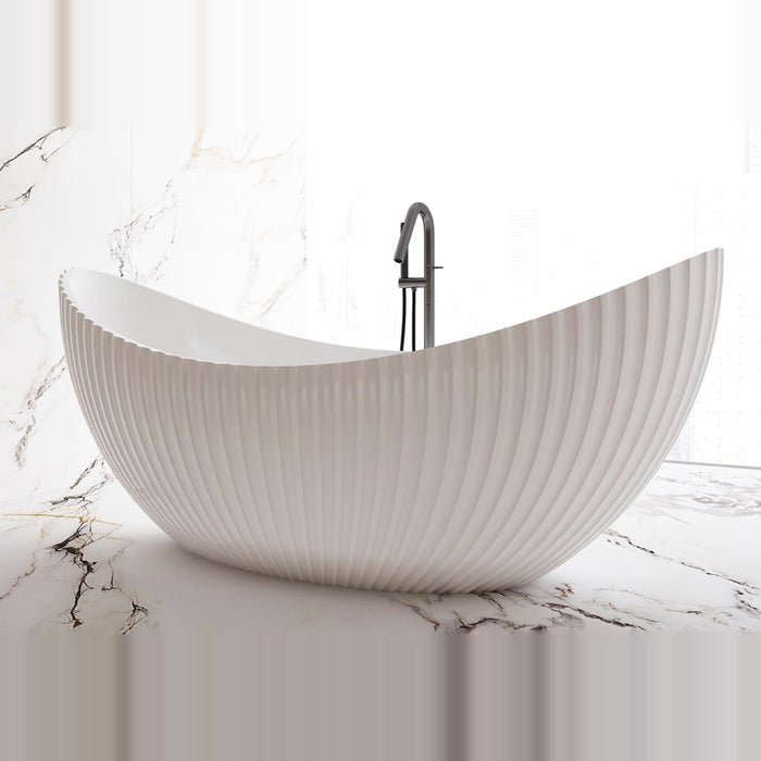 Coral Fluted 1800mm Matte White High End Designer Freestanding Bath - Acqua Bathrooms