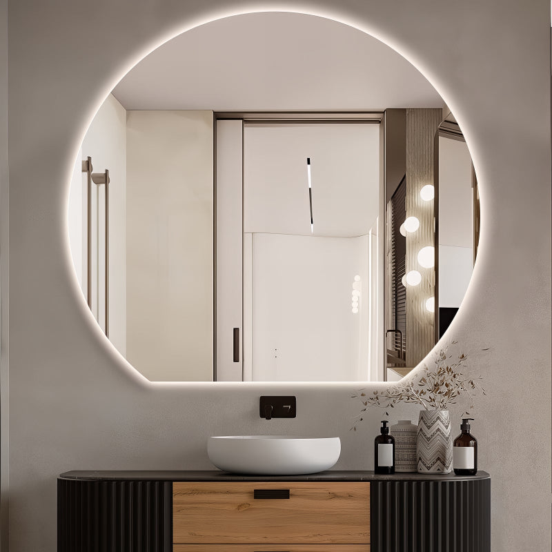 Cove Touchless 1200 x 1100 D Shape LED Mirror - Three Light Temperatures - Acqua Bathrooms