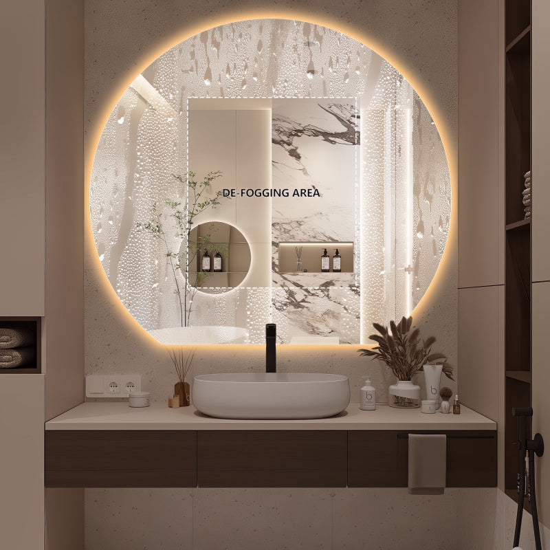 Cove Touchless 1200 x 1100 D Shape LED Mirror - Three Light Temperatures - Acqua Bathrooms