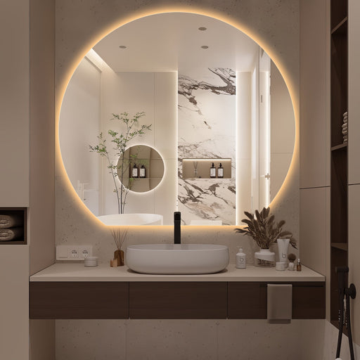 Cove Touchless 1200 x 1100 D Shape LED Mirror - Three Light Temperatures - Acqua Bathrooms