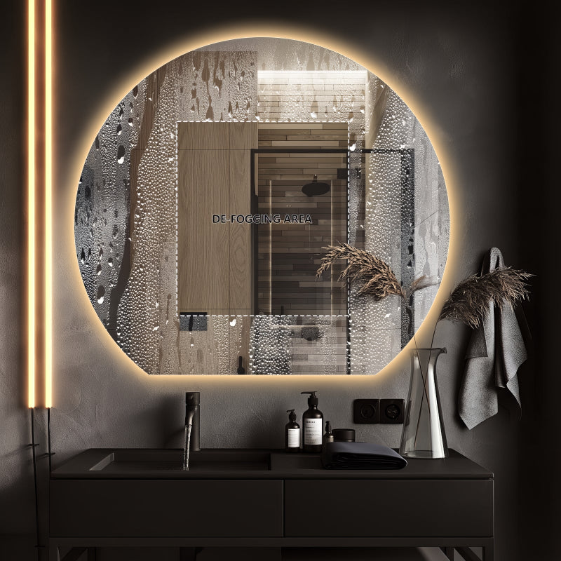 Cove Touchless 900 x 800 D Shape LED Mirror - Three Light Temperatures - Acqua Bathrooms