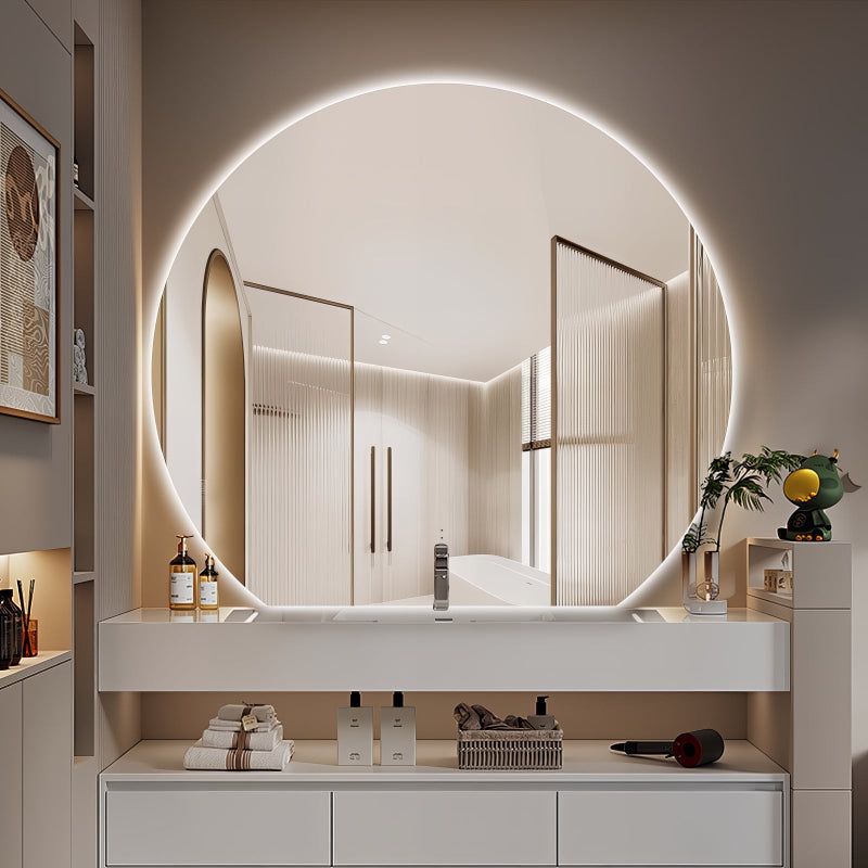 Cove Touchless 900 x 800 D Shape LED Mirror - Three Light Temperatures - Acqua Bathrooms