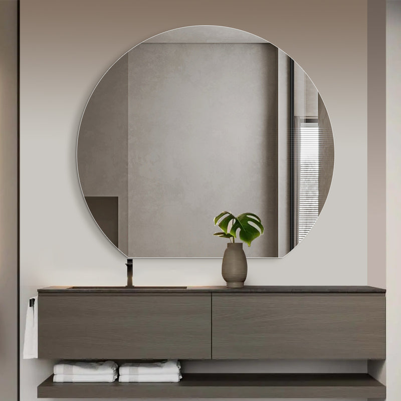 Cove 900 x 800 D Shape Polished Edge Mirror