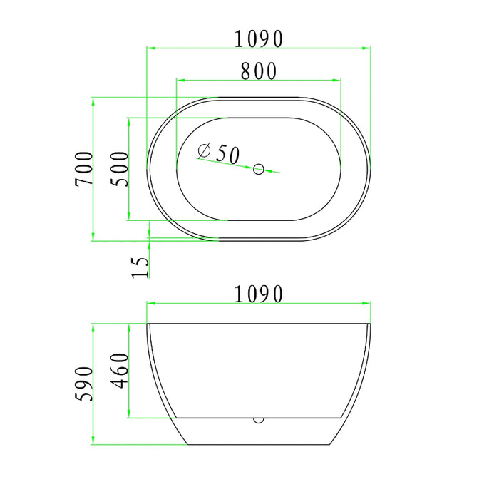 Cremona 1100 Round Freestanding Bath Tub - Acqua Bathrooms
