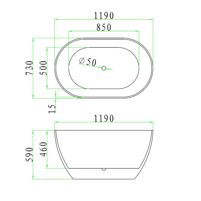 Cremona 1200 Round Freestanding Bath Tub - Acqua Bathrooms