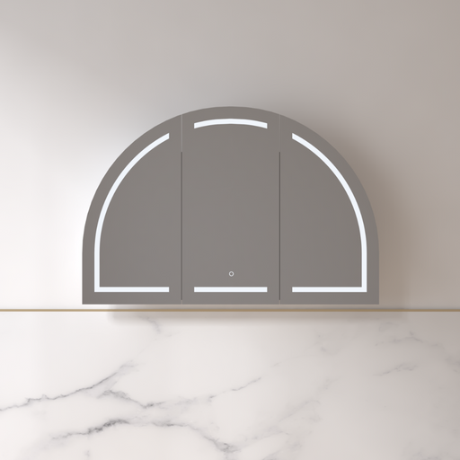 Cresta LED 1200 x 800mm Matte White Arched Shaving Cabinet - Acqua Bathrooms