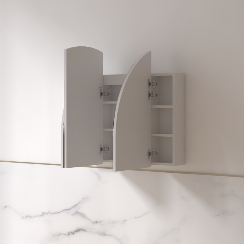 Cresta LED 1200 x 800mm Matte White Arched Shaving Cabinet - Acqua Bathrooms