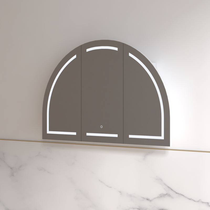 Cresta LED 1200 x 800mm Matte White Arched Shaving Cabinet - Acqua Bathrooms