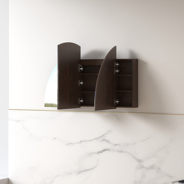 Cresta LED 1500 x 800mm Alder Walnut Arched Shaving Cabinet