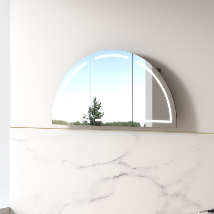 Cresta LED 1500 x 800mm Alder Walnut Arched Shaving Cabinet