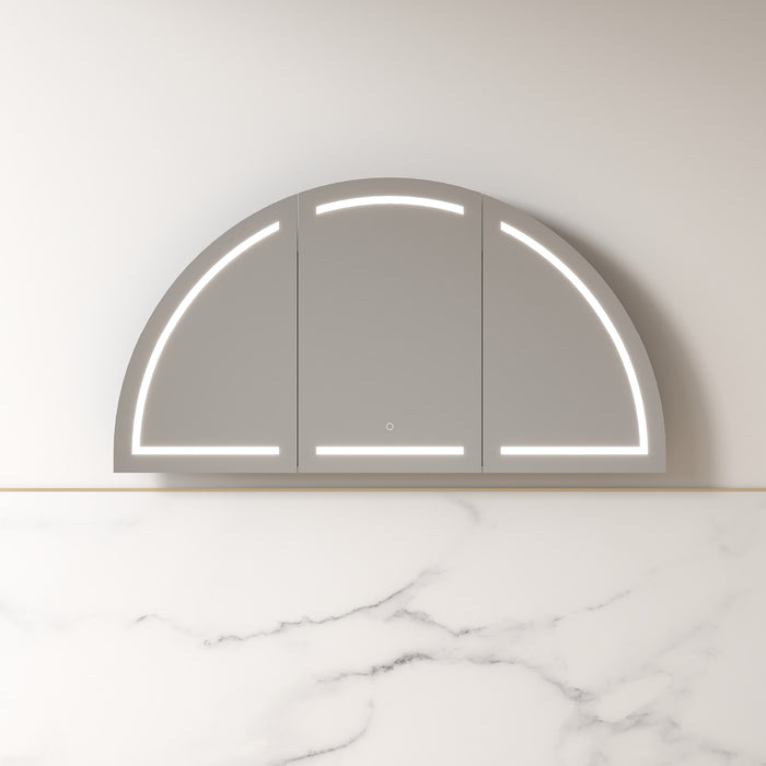 Cresta LED 1500 x 800mm Alder Walnut Arched Shaving Cabinet