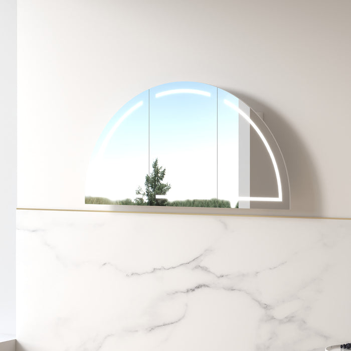 Cresta LED 1500 x 800mm Matte White Arched Shaving Cabinet