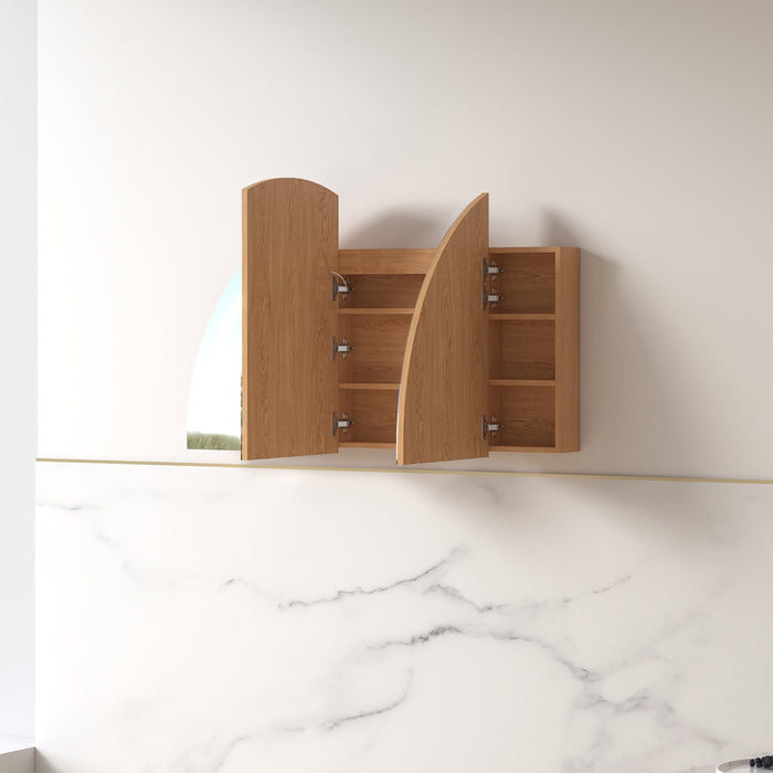 Cresta LED 1500 x 800mm Light Walnut Arched Shaving Cabinet