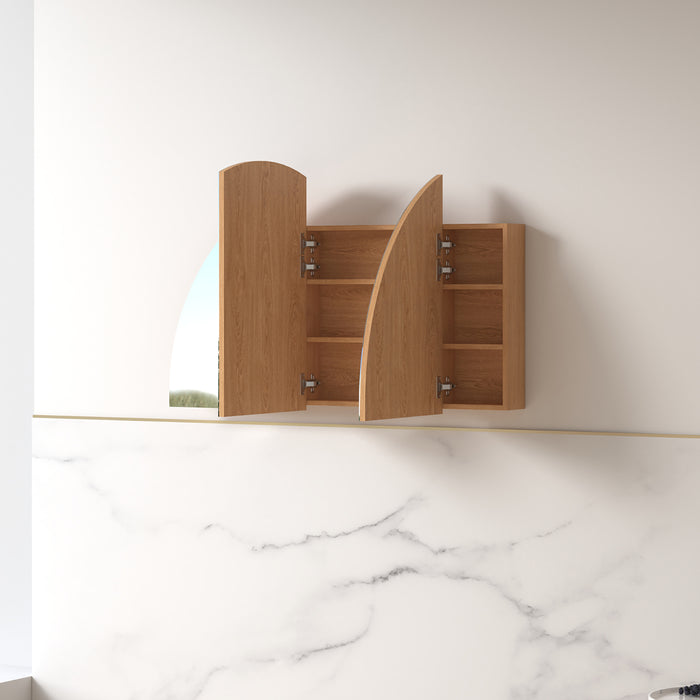 Cresta 1500 x 800mm Light Walnut Arched Shaving Cabinet