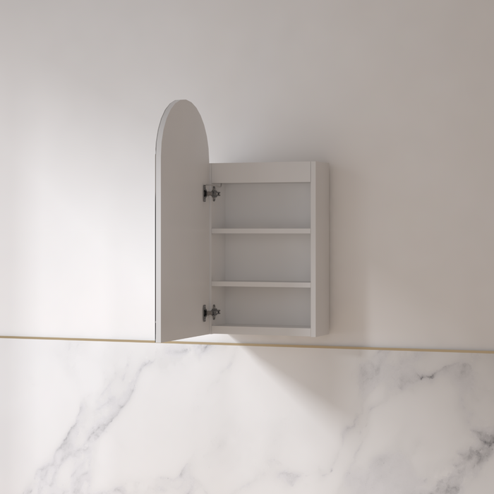 Cresta LED 450 x 900mm Matte White Arched Shaving Cabinet - Acqua Bathrooms