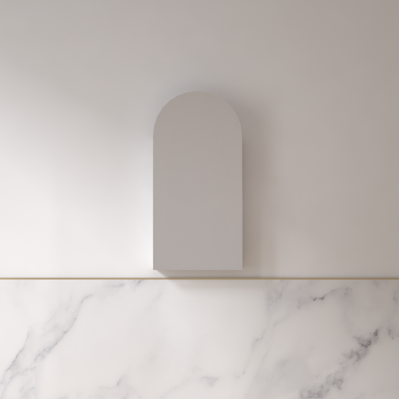 Cresta 450 x 900mm Matte White  Arched Shaving Cabinet - Acqua Bathrooms