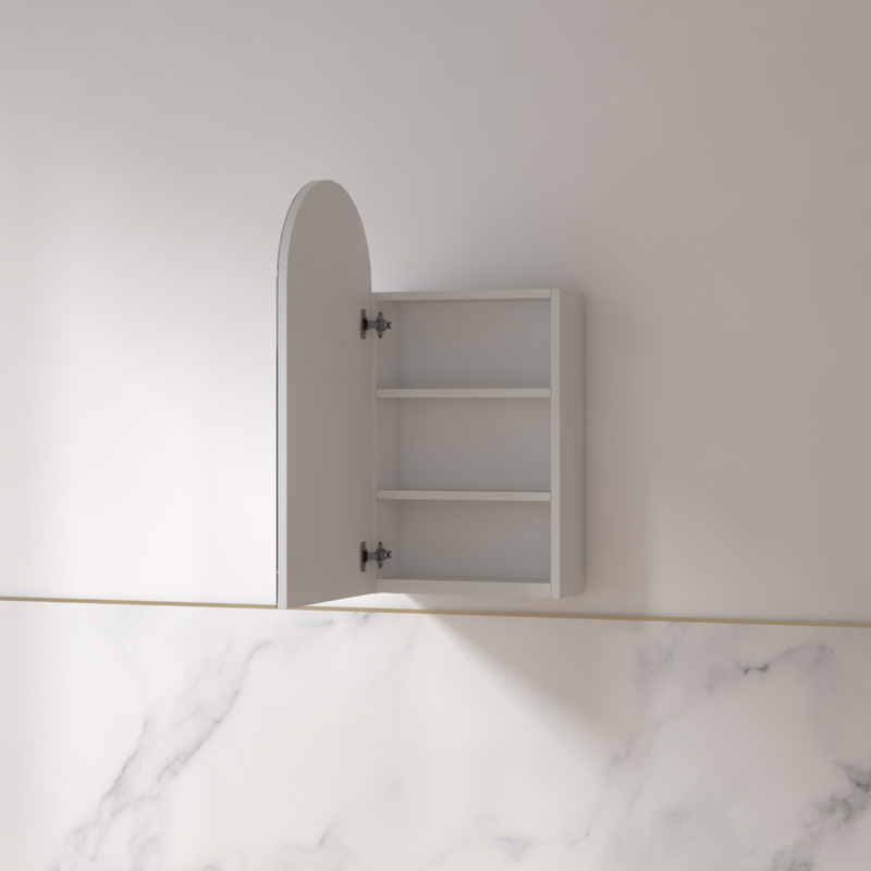 Cresta 450 x 900mm Matte White  Arched Shaving Cabinet - Acqua Bathrooms