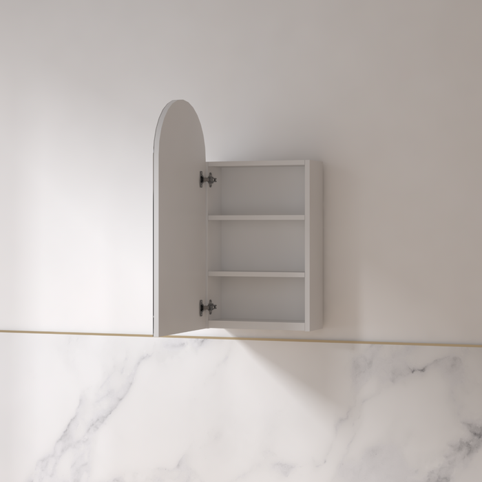 Cresta 450 x 900mm Matte White  Arched Shaving Cabinet - Acqua Bathrooms